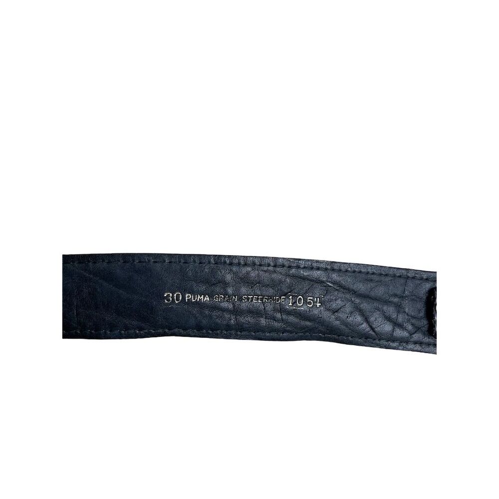 Unisex Black Leather Dress Belt with Brass Buckle Size 30 - Picture 4 of 5